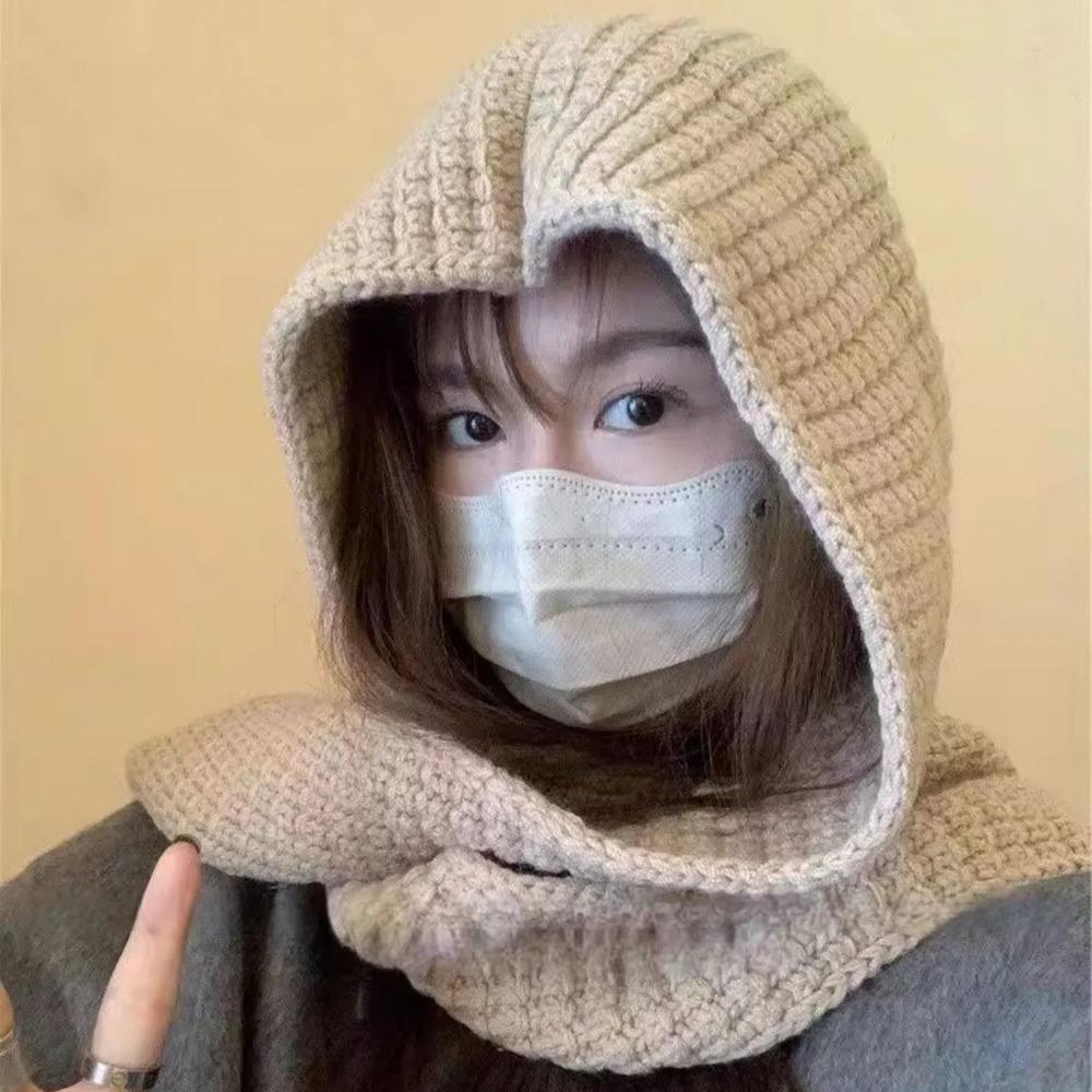 Dreieckige gestrickte Kapuzenmützen Weiche Winter-Halstuch-Mütze Halskragen Beanies Mützen Unisex