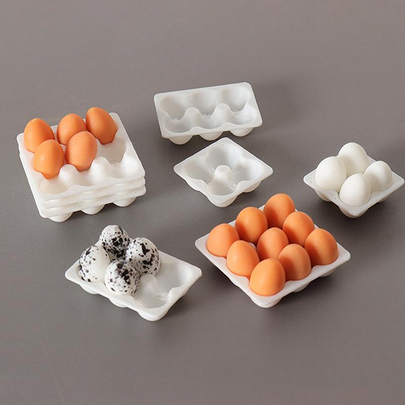 1/12 Dollhouse Miniature Egg Tray Egg Box Simulation Kitchen Eggs Food Model Dolls House Life Scene Decor Accessories