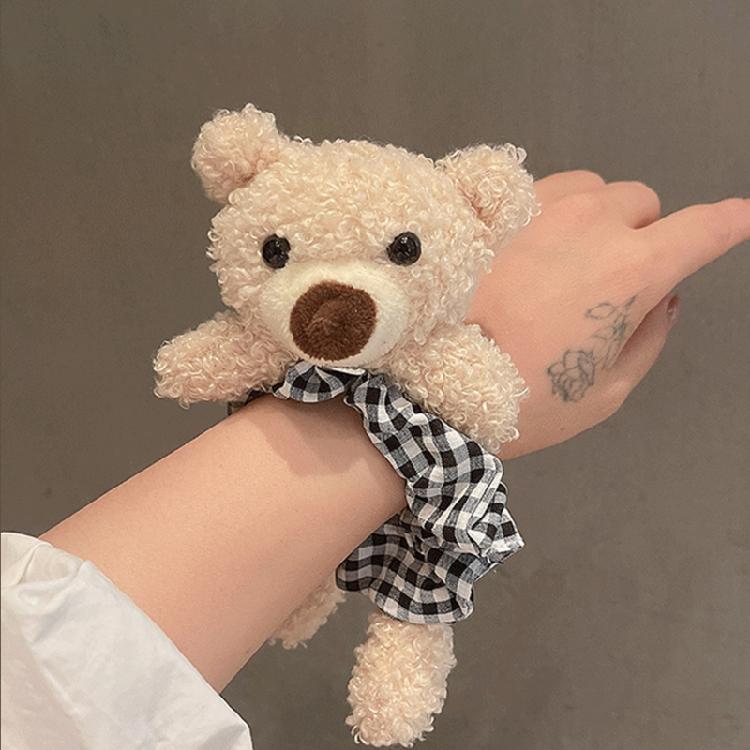 Girls Plush Rabbit Hair Rope Lovely Fluffy Scrunchies Cartoon Bear Elastic Bands