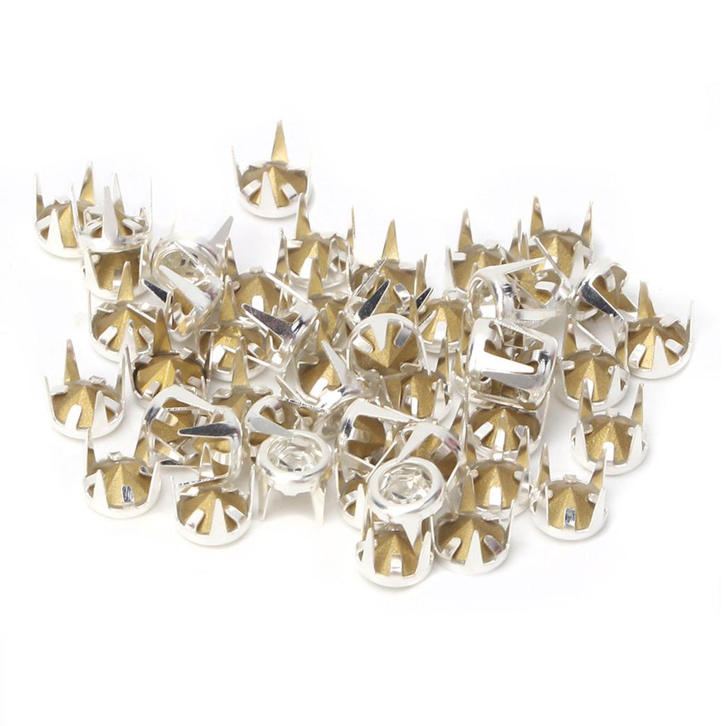 50PCS 6mm Colorful Round Claw A Grade Rhinestones for Crafts Decoration(Sliver)