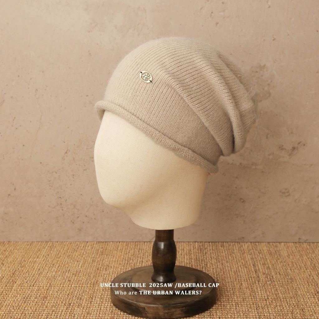 Warm Ear protecting and Cold Hats for Men and Women Fashionable and Versatile Knitted Pile Hats  Face Showing Small Curled Edge Woolen Hats