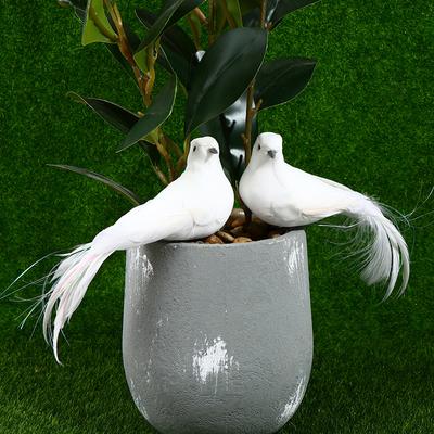 2Pcs White Doves Feather Artificial Foam Lover Peace Doves Bird Home Decor