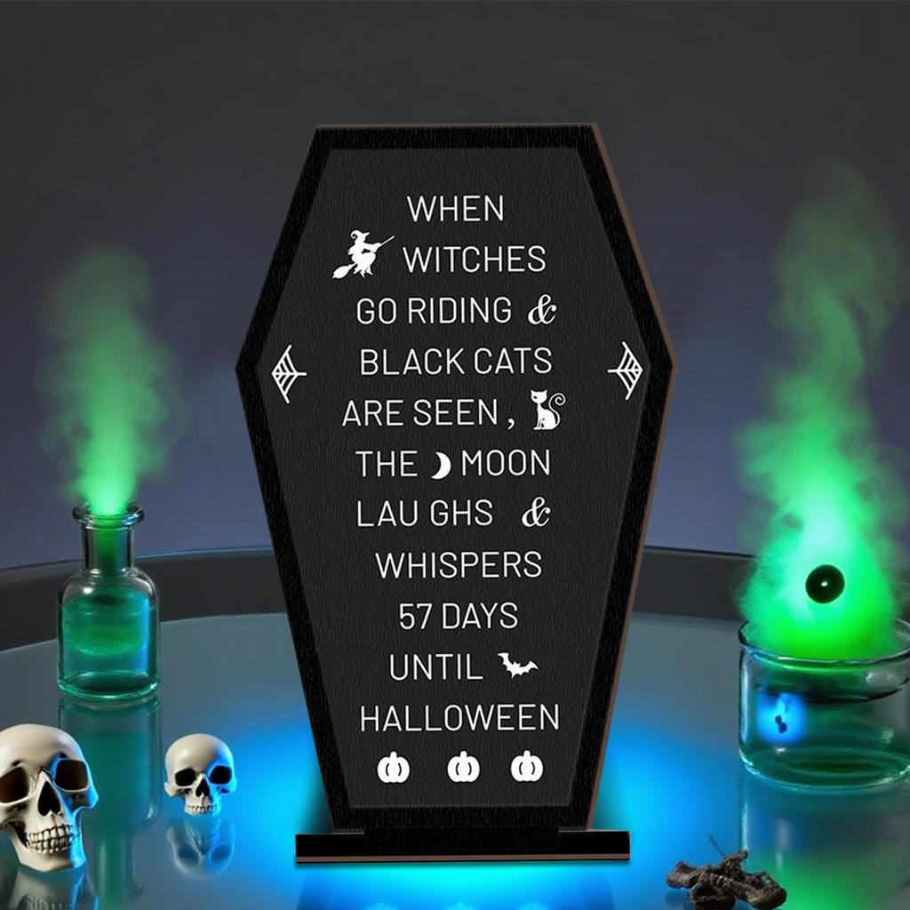 Halloween Decoration Table Sign Desk Wooden Coffin Sign For Halloween Message Board Display Holiday Ornament For Dining Room