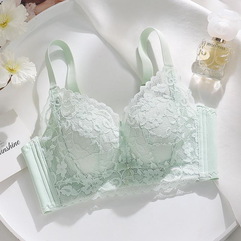 Autumn and Winter New Lace Without Steel Ring Adjustment Bra Cover Gathered Anti-sagging Thick Cup