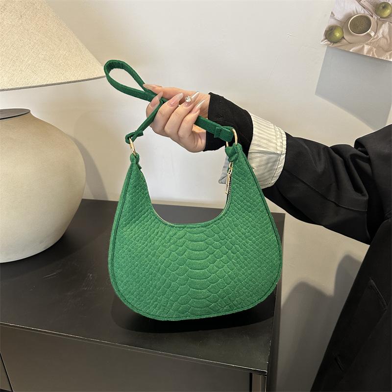 Women'S Bags, Armpit Bags, Shoulder Bags, Fashion Portable Crescent Bags, Niche Versatile Felt Bags