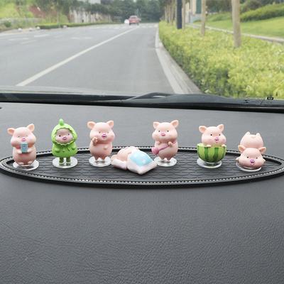 7PCS Décoration de Voiture Cochon Dessin Animé Mignon Créatif Décoration de Tableau de Bord Intérieur de Voiture Console Centrale Voiture Accessoires de Voiture