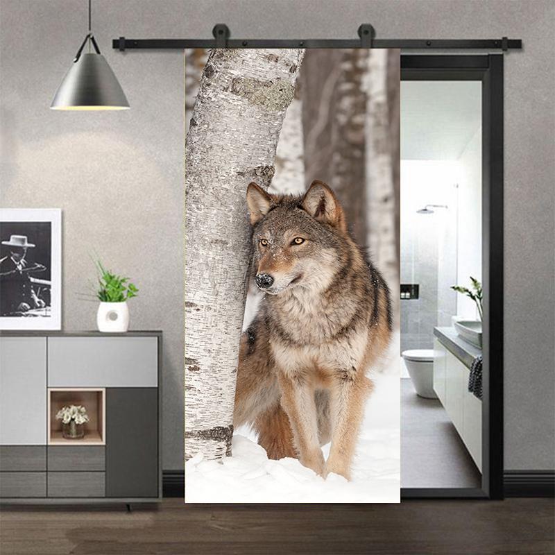 3d Wardrobe Sticker Door Entry Black Labrador Puppy Vinyl Waterproof Selfadhesive Door Mural Decal Home Decor
