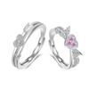2pcs Couple 925 Sterling Silver Rings Sparkly Zircon for Women and Men Superior Luxury Wedding Jewelry Anniversary Gift