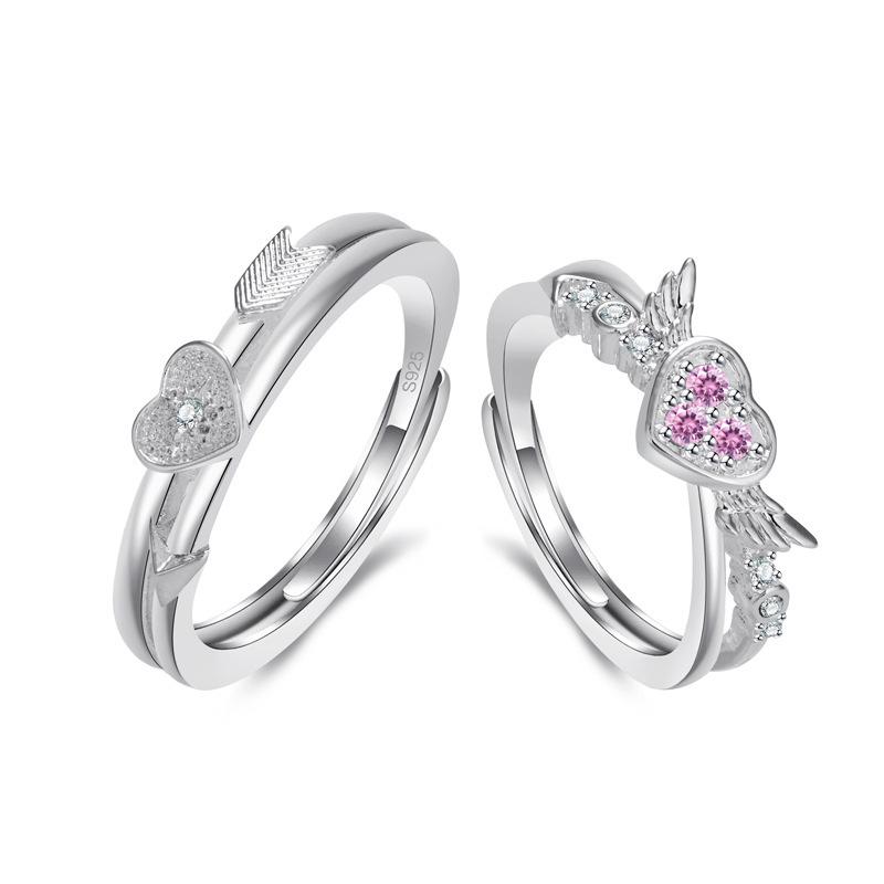 2pcs Couple 925 Sterling Silver Rings Sparkly Zircon for Women and Men Superior Luxury Wedding Jewelry Anniversary Gift