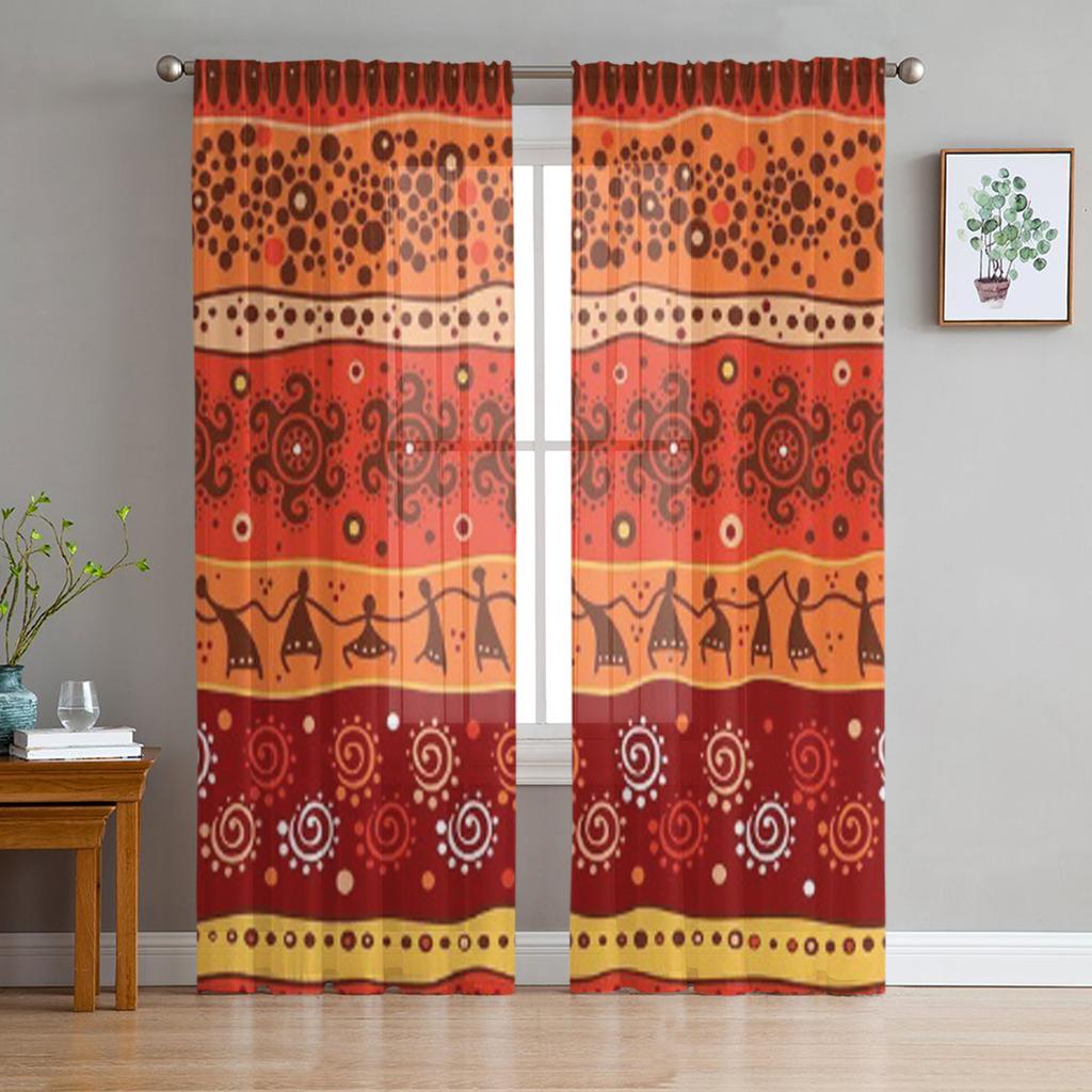 Helle Tüllvorhänge im afrikanischen Stil für die Wohnzimmerdekoration, Vorhang für das Zimmer, Schlafzimmer, Küche, Voile-Organza-Vorhänge