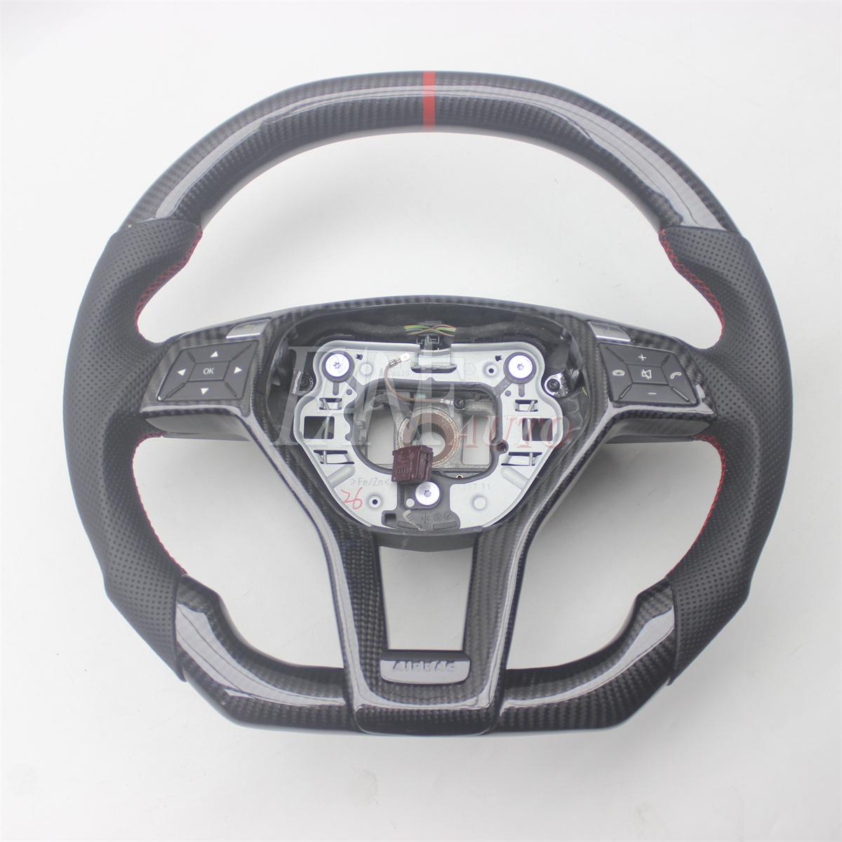 

Замена настоящего рулевого колеса из углеродного волокна с кожей для Mercedes-Benz W176 W204 W205 W213 CLA GLC GLE450 C63