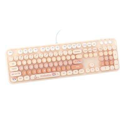 Mofii Sweet Wired Gaming Keyboard 104 Key Membrane Keyboard Retro Round Keycap Laptop Desktop Office Compatible Multiple Systems