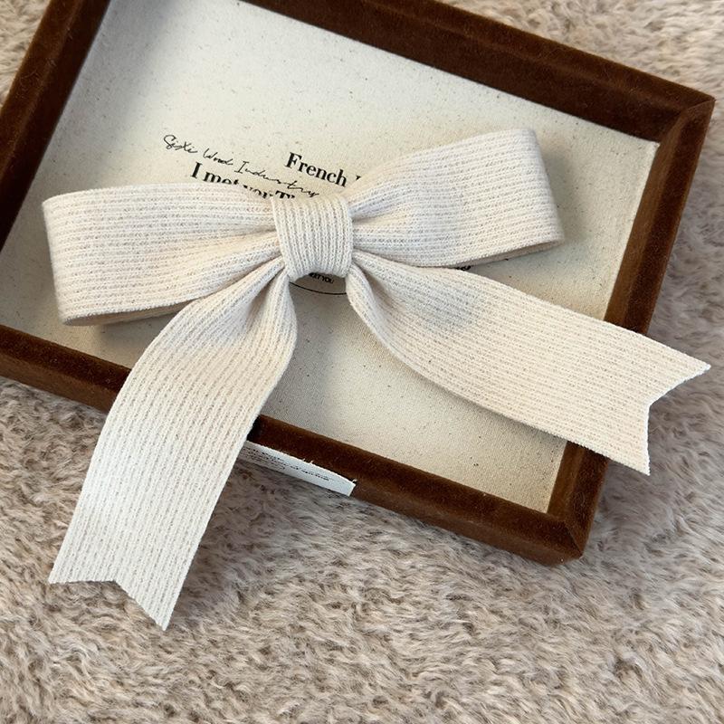 

Вязаная шерстяная заколка-бантик для волос женская темпераментная высококачественная заколка для волос головной убор осень-зима полузавязка для волос весенняя заколка верхняя заколка бежевый