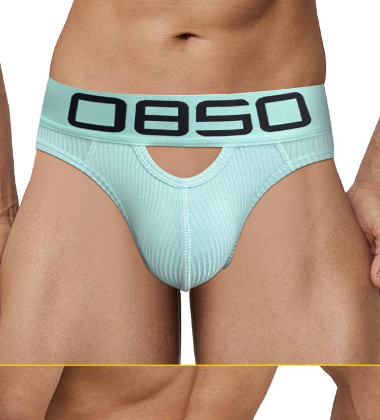 Men's Low Waist Ribbed Cotton Briefs: Sexy, Comfortable, Sporty, with Front and Back Opening.