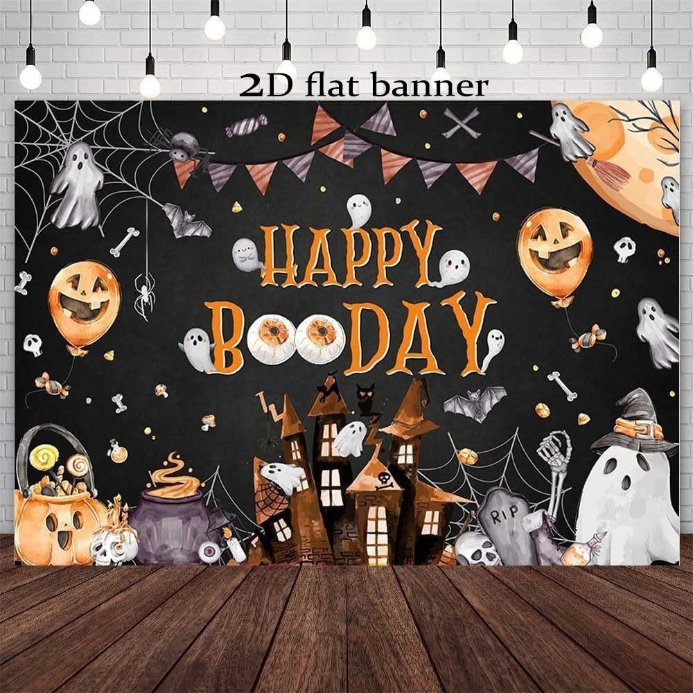 1pc 2D flat banner - Halloween birthday banner - Decor for a joyful Boo-day partyzyc