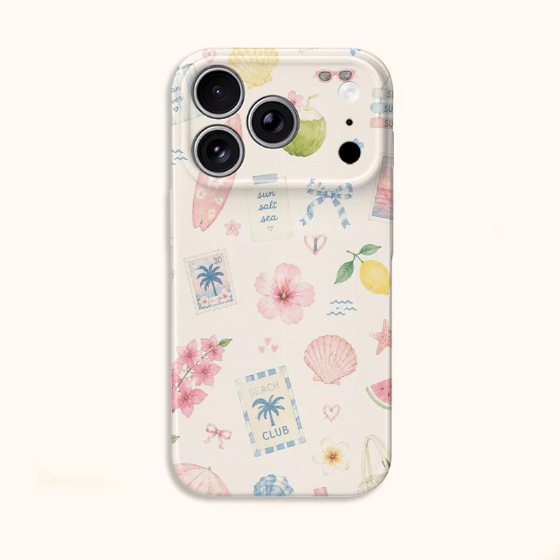 Coastal Beach Life Summer Club Pattern Art Graphic Film Aesthetic Protective Shockproof Bumper Phone Case Cover For iPhone 14 15 16 17 Pro Max Plus