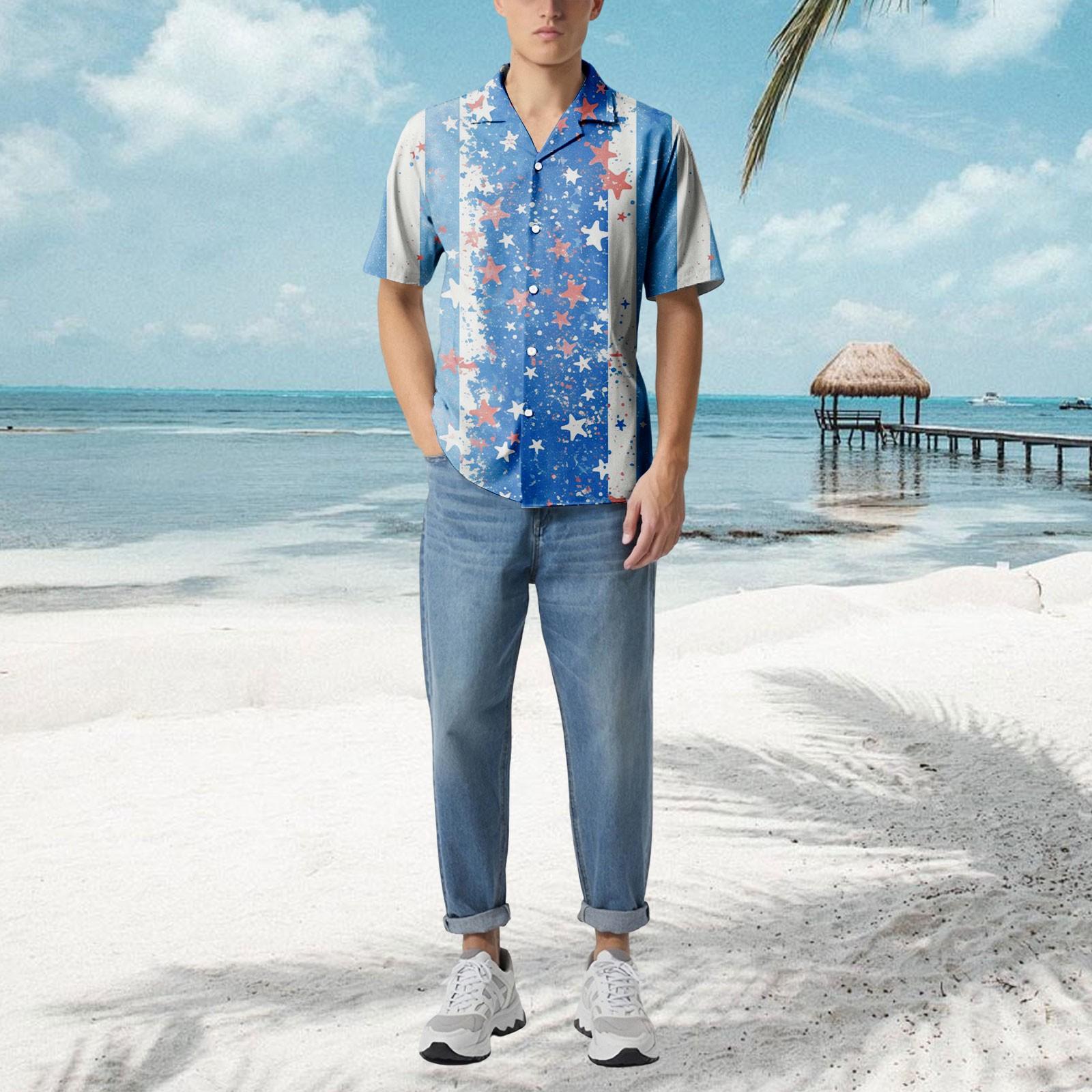 

Мужская повседневная свободная рубашка с короткими рукавами, модная рубашка с принтом, топ L