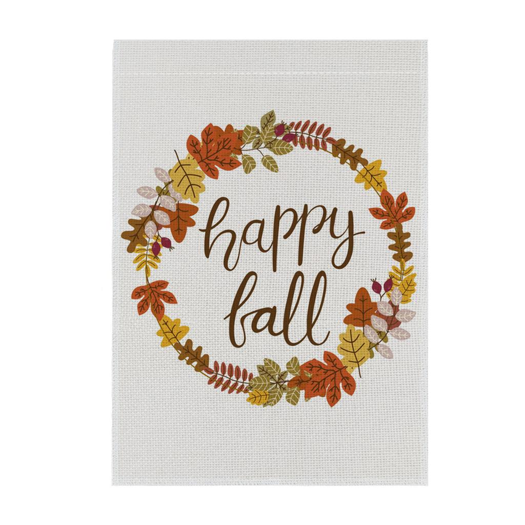 Autumn Garden Decorative Flag 45x30cm Fall Harvest Outdoor Yard Banner with Pumpkin and Leaf Wreath Design for Thanksgiving Seasonal Display