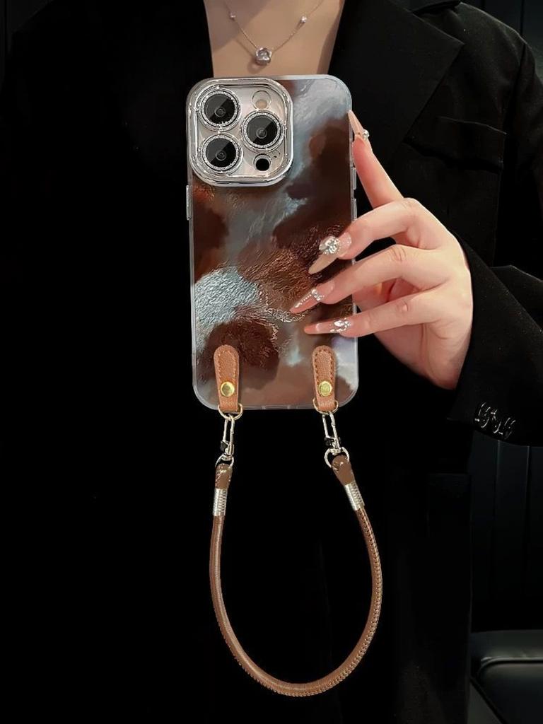 Coffee Lanyard Xiaomi 15sPro Mobile Phone Case Fine Hole Glacier Pattern Xiaomi Lens Film All-inclusive Edge Anti-drop