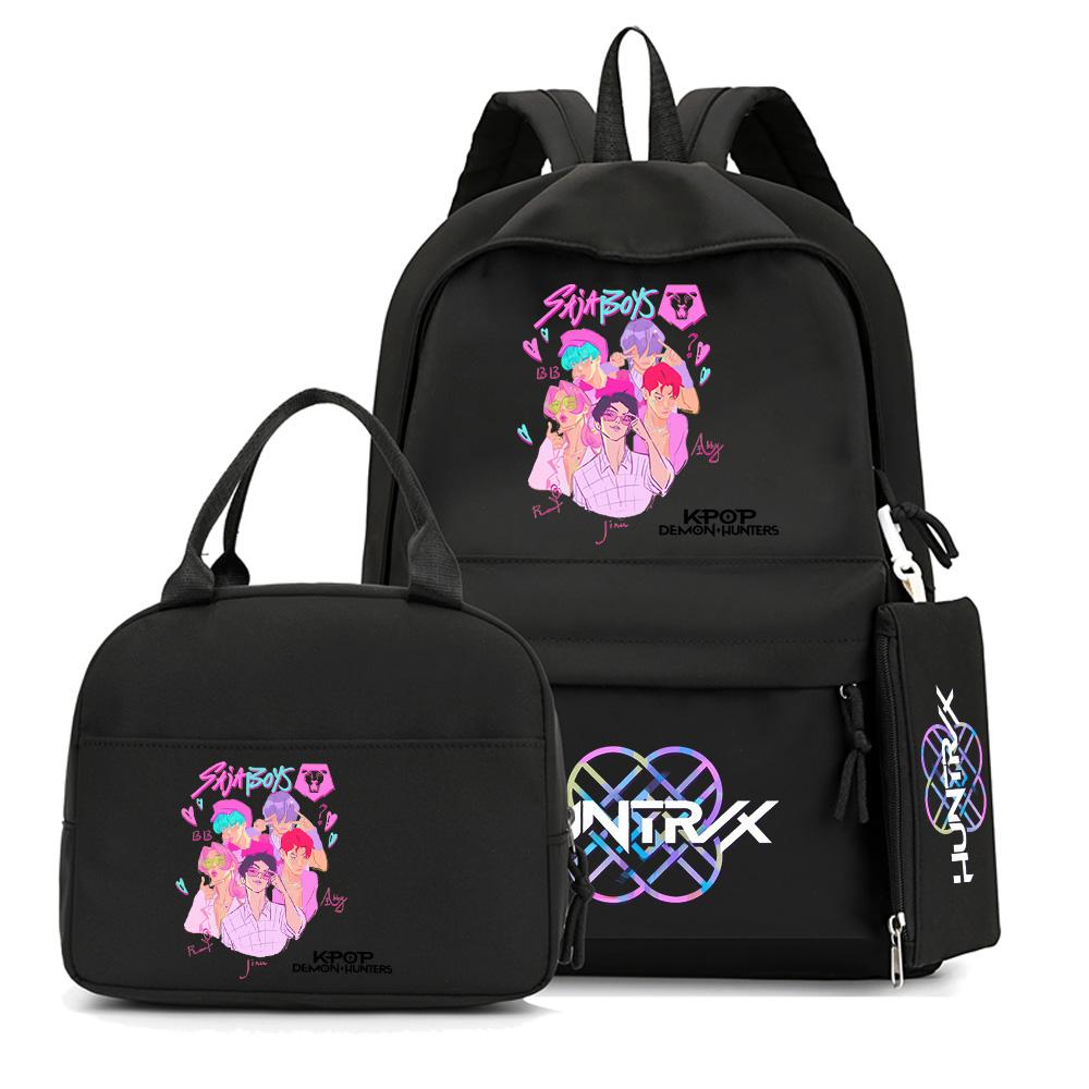 4-teiliges/Set Cartoon Anime K-Pop bedruckter Rucksack mit Federmäppchen Handtasche für Teenager Schüler Junge Mädchen Schultasche Schultasche Große Kapazität Reisetasche