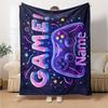Custom Name Game Controller Theme Printed Blanket - Perfect for Couch, Bed, Travel & Outdoor Use | Machine Washable, Cozy & Durable.