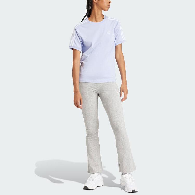 Adidas Originals 3-Stripes Color Block Crewneck Short Sleeve Tee Women Tops Light-Purple IR8052