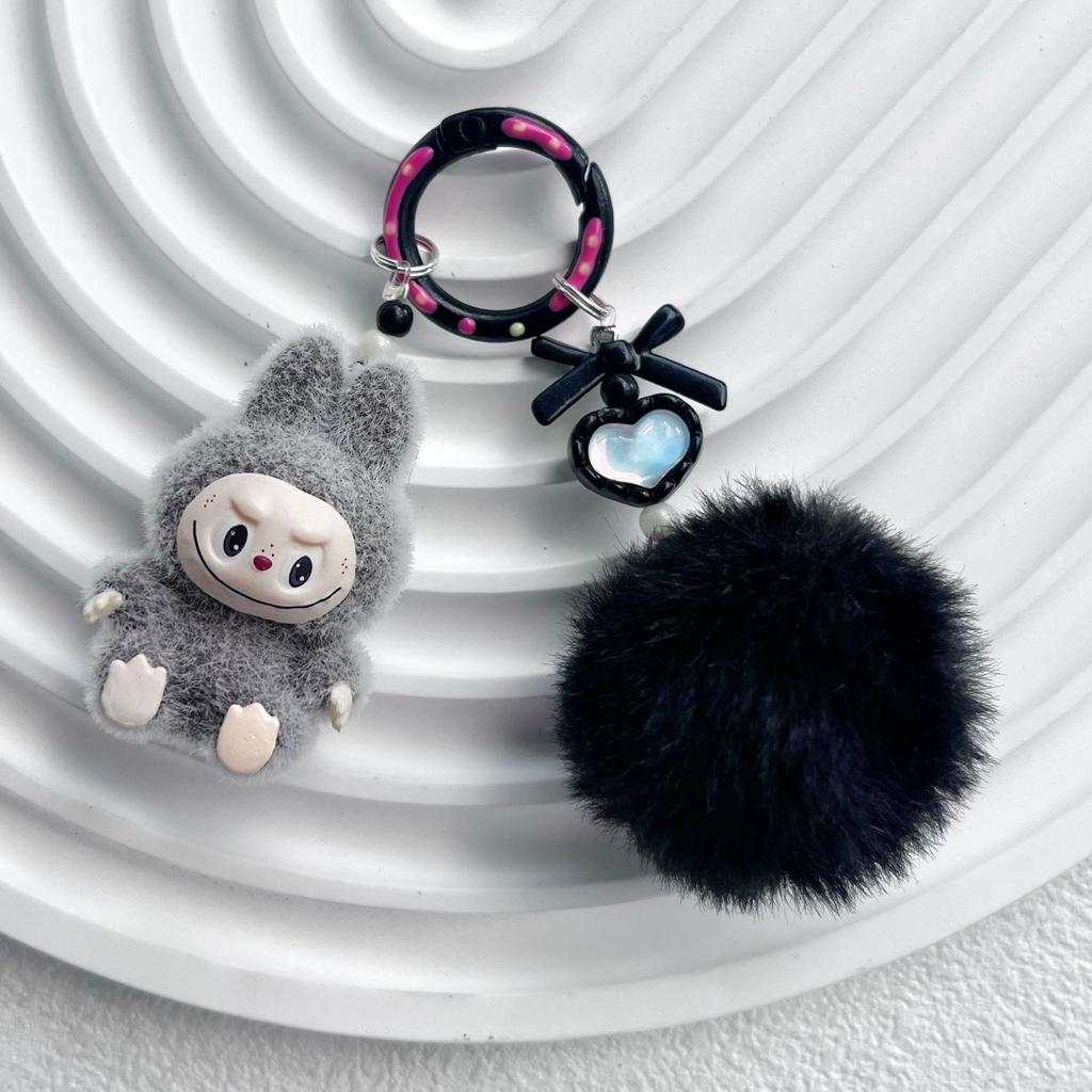 Flocking Mini Keychain Vinyl LABU Cute Grain Baby-free Bag Mobile Phone Pendant Cute Keychain