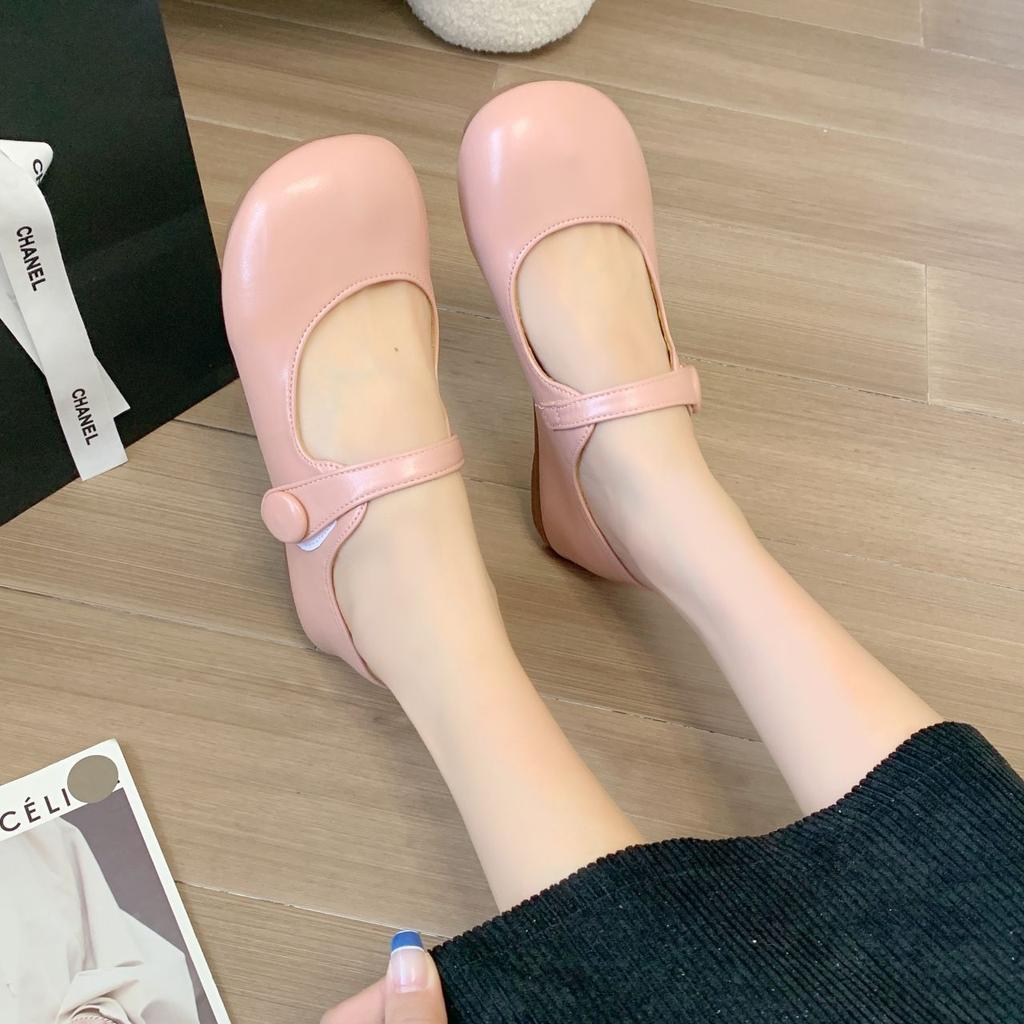 Round Head Shallow Mouth Flat-soled Single Shoes Women's Spring and Summer 2025 New French Soft-soled Fairy Wind Doudou Shoes Mary Jane Shoes