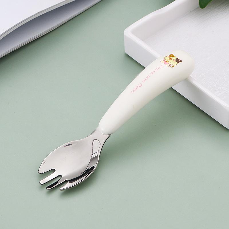 Baby Füttergeschirr Set Kinder Utensil Edelstahl Kleinkind Essgeschirr Besteck Cartoon Säuglingsnahrung Fütterlöffel Gabel