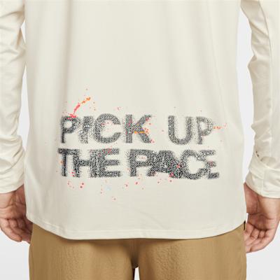 Men's Nike Dri Fit T Shirts Men's Ecru Stand Collar Moderate Straight Fit