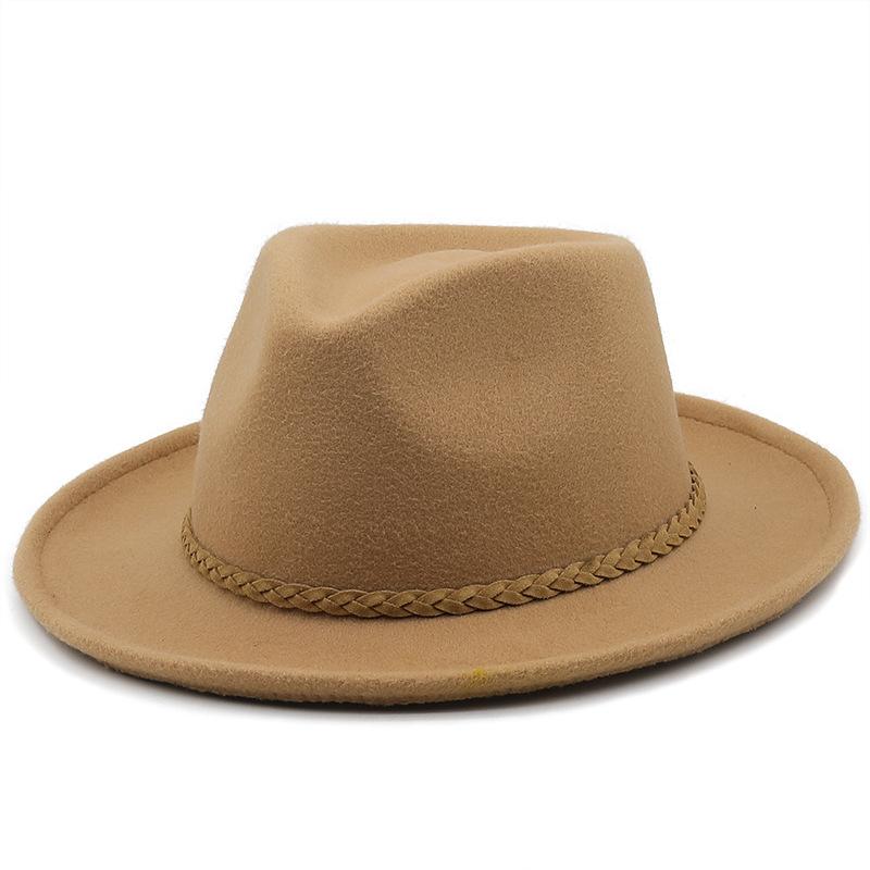 Autumn and Winter Women's New Upturned Hat Fashion Wool Jazz Hat British Style Top Hat