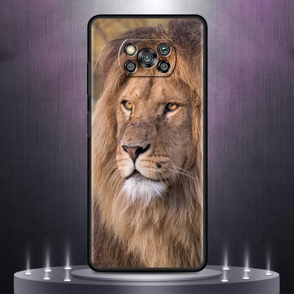 Handyhülle für Xiaomi Mi Poco X3 NFC 10T Pro 11T 11 Lite Note 10 M3 9T F3 CC9 Schwarz Weiche Hülle A2 F1 Hülle Große Katze Tier Löwe