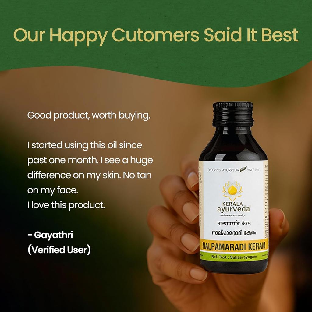 Kerala Ayurveda Nalpamaradi Keram Ayurvedic Tan Removal Oil For Face & Body Glow 100 ml Radiance Care