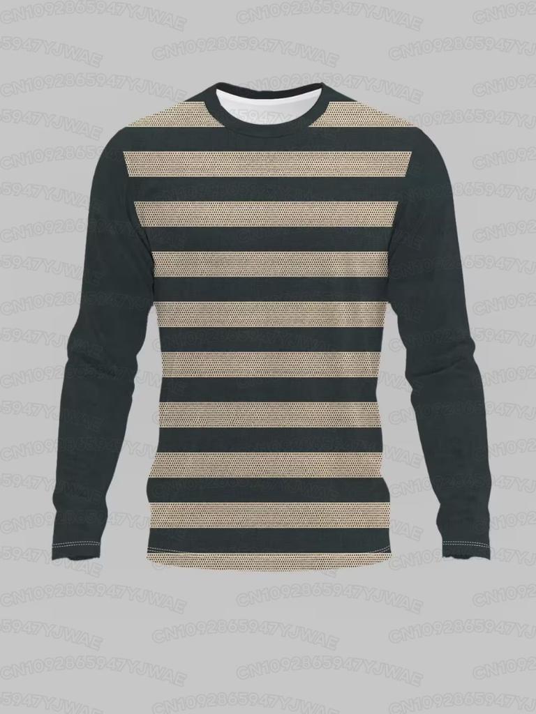 Men's Women's Long Sleeve Stripe Print T-Shirt Casual Wear Long Sleeve Top for Outdoor and Daily Wear T-shirt Pullovers