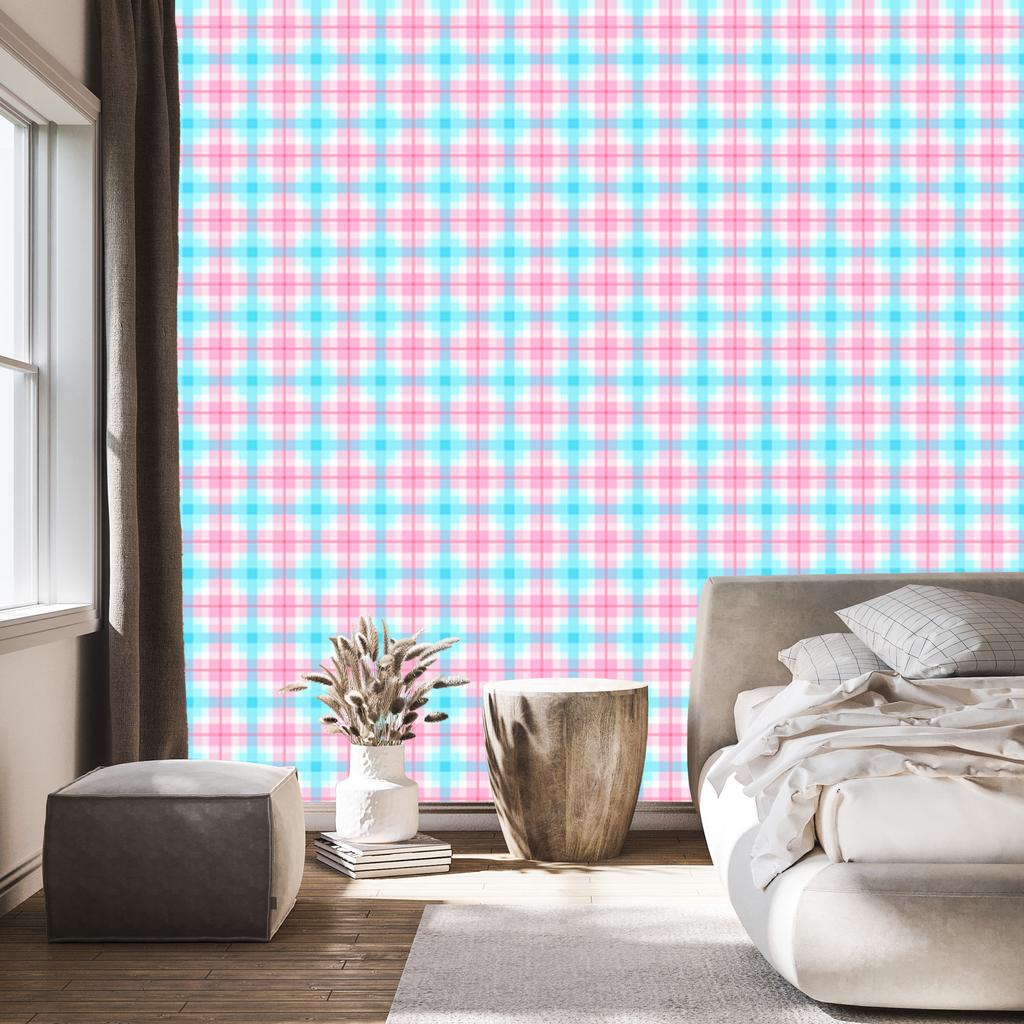 Candy Check Wallpaper Powder Pink and Celadon 50x1000