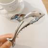 Elegant Cute Dolphin-Shaped Hair Claw Clip Alloy Metal Solid Color Shark Clip Fashionable Hair Accessory For Ages 14+ Single Piece