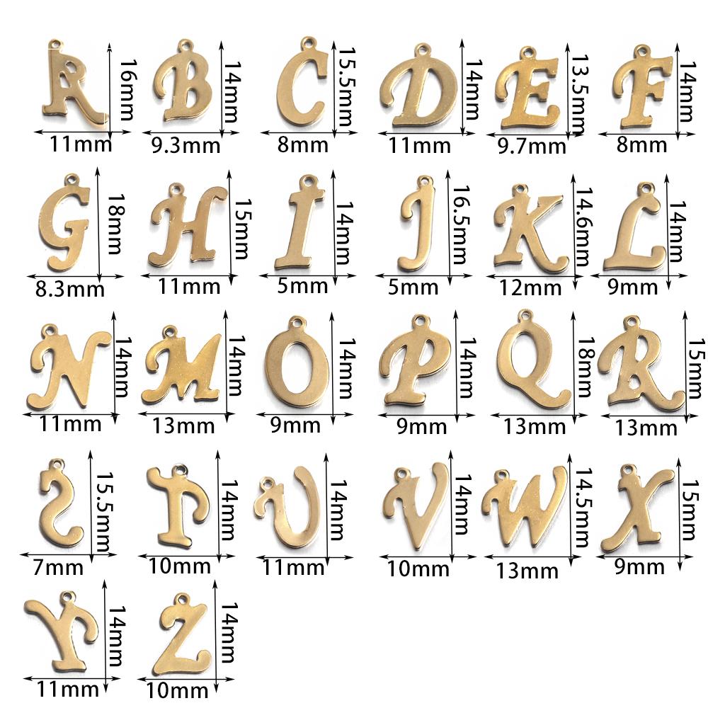 30Pcs Gold Color Stainless steel English Alphabet Letters Charms Pendants A-Z DIY Craft Bracelet Jewelry Making Accessories