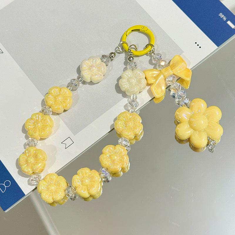 

Colorful Flower Phone Chain Pendant For Iphone For Samsung Huawei Xiaomi Cellphone Rope Strap Bag Decoration Keyring Key Chain жёлтый