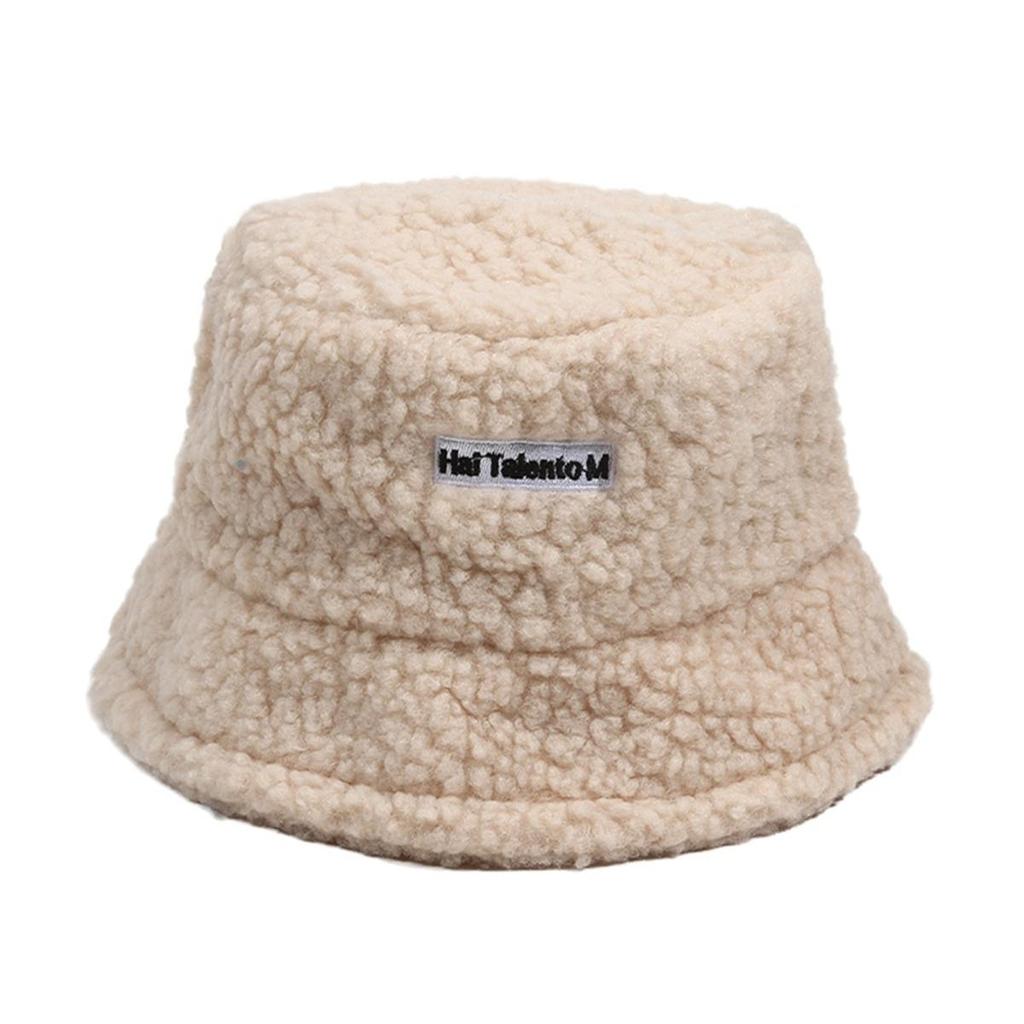 Portable Thick Warm Bucket Hat Lamb Cotton Adjustable Fisherman Cap Warm Beanies Panama Hat Girls Boys