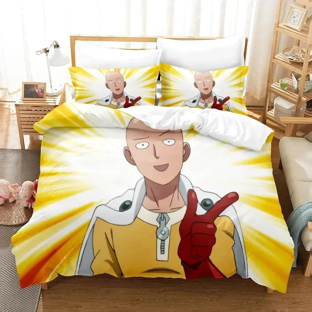 3D Printed Anime One Punch Man Cover Sets Pillowcase Bedding Set Kids Children Gift Girls Twin Full Queen King Size Bed Linen