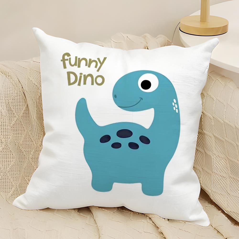 Cute Jurassic Dinosaur Pillow Case Natural Linen Double-Sided Printing Sofa Home Decor Cushion Cover