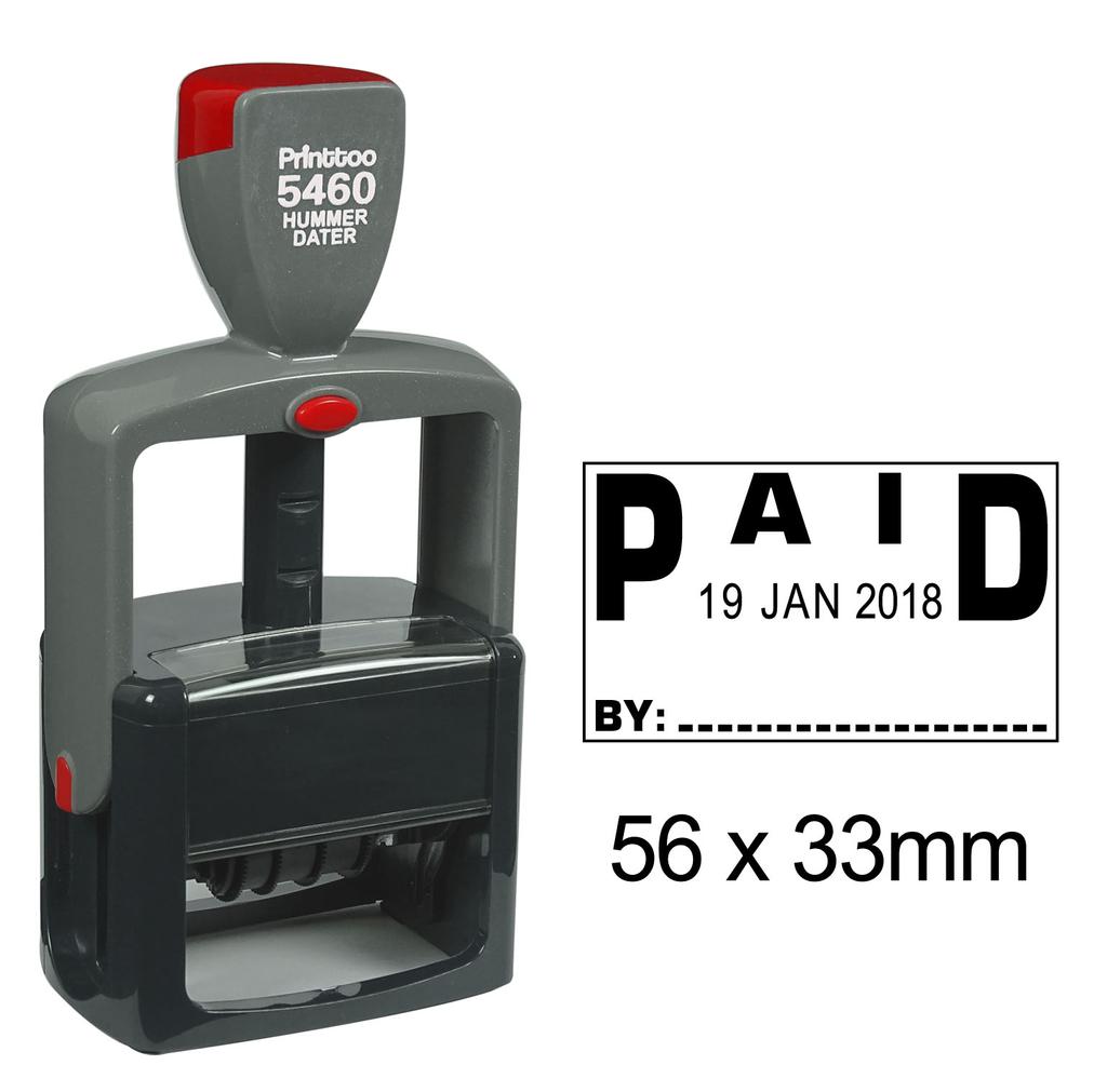Printtoo With Paid By Text And Sign Space Heavy Duty Dater Stamp Self Inking Rubber