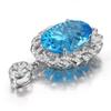 Luxury European-American Sapphire Zircon Pendant Necklace for Women