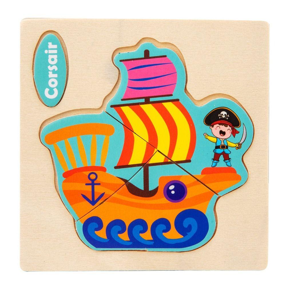 Traffic Jigsaw Toys 3D Animal Jigsaw Wood 3D Wooden Puzzle Cartoon   Preschool Learning Toys