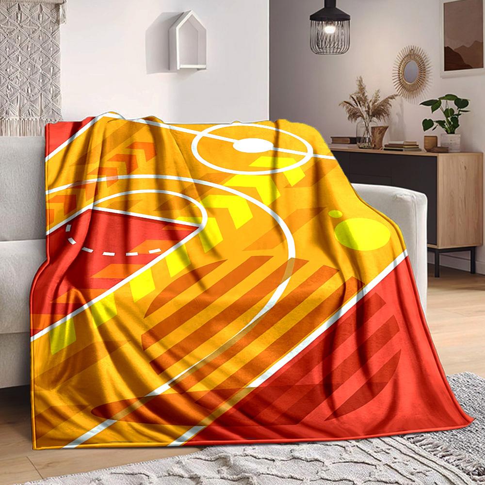 1pc Basketball Court Blanket, Lightweight Flannel Throw Blanket for Sofa, Bed, Travel, Camping, Living Room, Office, Couch093
