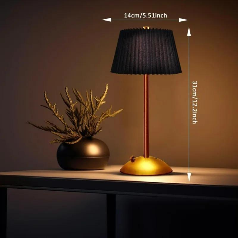 Metal Rechargeable Led Desk Lamp with Fabric Shade Wireless Dimmable Creative Mood Light Portable Touch Ambient Light for Living Room
