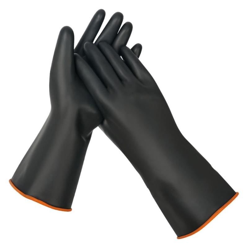 Chemikalienbeständige Gummihandschuhe, wiederverwendbar, strapazierfähig, Sicherheitsarbeitshandschuhe, Schutz vor Säuren und Laugen, rutschfeste Handschuhe, 1 Paar