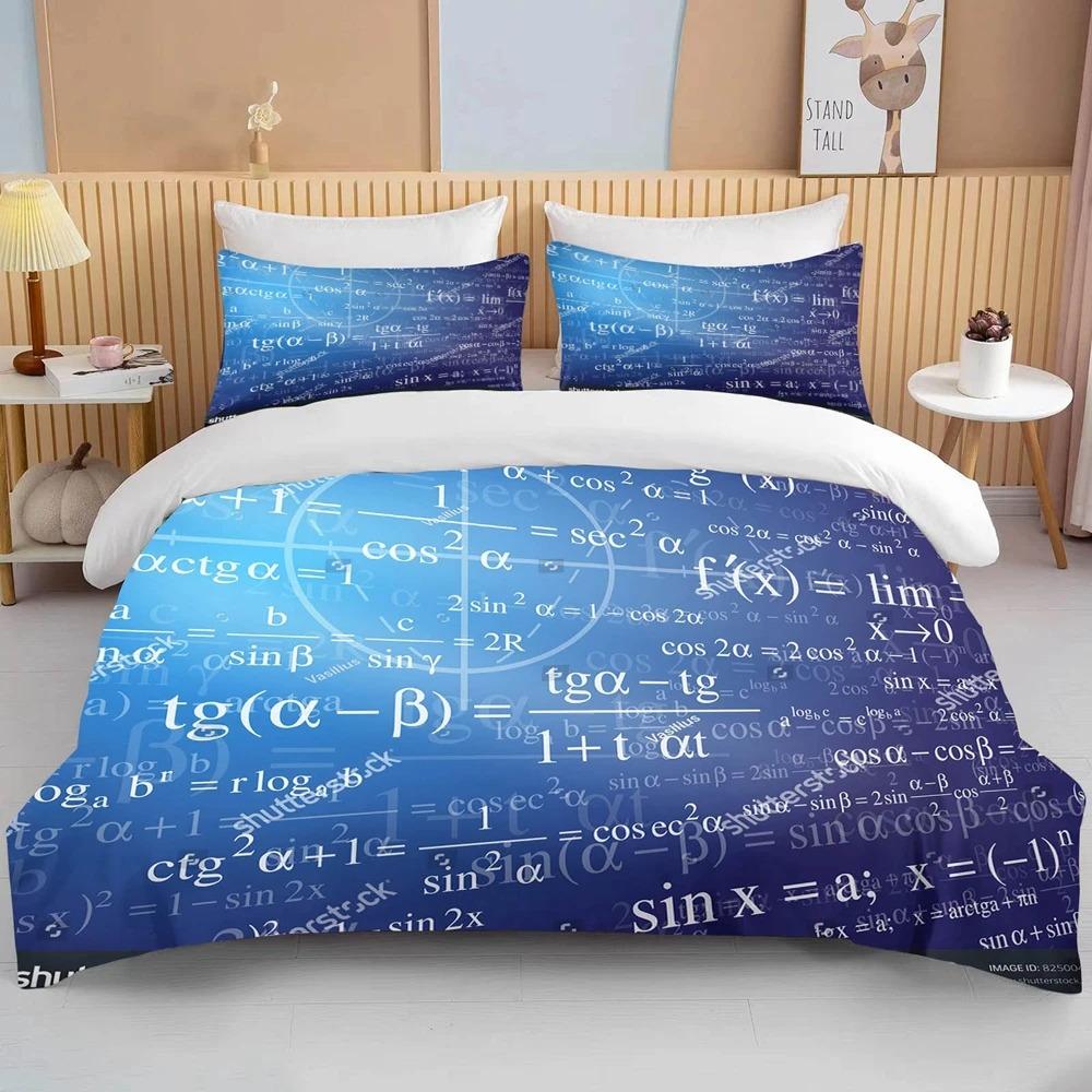 Mathematical Calculation Formula Bedding Set For Adults Bed Linen Design Bedclothes Luxury Home Textiles Black White Duvet Cover
