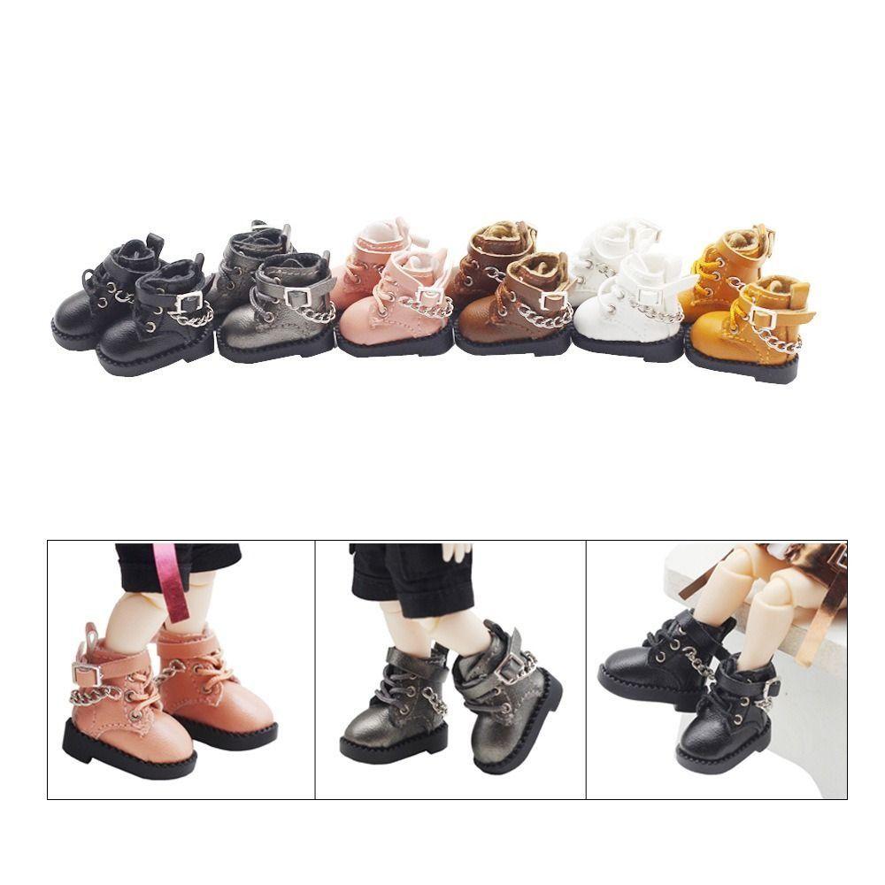 1 Pair Mini OB11 Doll Shoes Chain Boots 1/12 Bjd Doll Shoes Cute Bjd Doll Chain Shoes  Kids Gifts