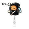 Retractable Badge Holder Halloween Reel, Cute Pumpkin And Grim Reaper Design, Acrylic Party Gift Smooth Pull Cord Clip for Nurse Doctor Teacher